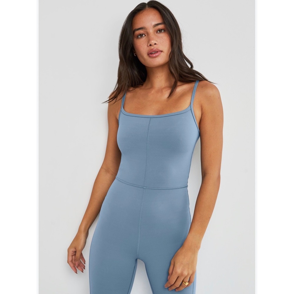 Wilfred Free Divinity Flare Jumpsuit Blue Medium Aritzia Yoga Athleisure